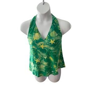 ISLAND WORLD APPAREL, SIZE LARGE, GREEN PRINT SWIM TOP